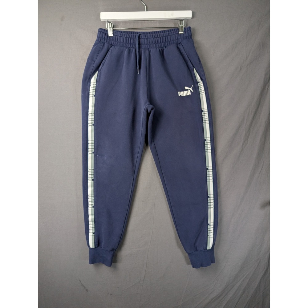 Puma Mens Navy Blue Logo Tape Jogger Sweatpants 852418-06 Size Medium